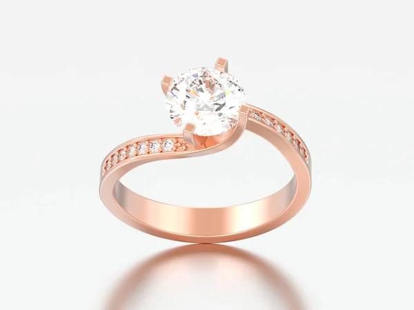 Illusztráció Rózsa Arany Eljegyzési Illúzió Csavart Gyémánt Gyűrű Egy Szürke — Stock Fotó