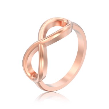 beyaz bir arka plan yansıması ile 3D illüstrasyon izole gül altın basit sonsuzluk halka