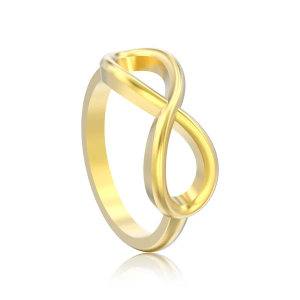 Απεικόνιση Απομονωμένες Χρυσού Άπειρο Απλό Δαχτυλίδι Αντανάκλαση Λευκό Φόντο — Φωτογραφία Αρχείου