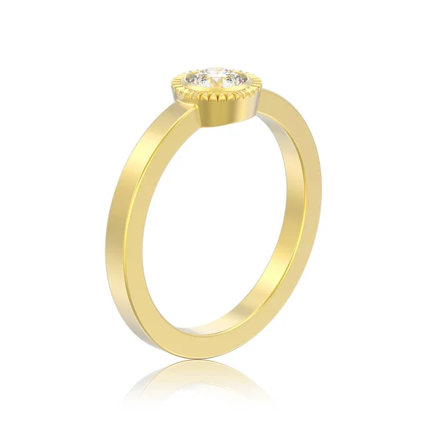 Illustration Isolé Solitaire Mariage Diamant Bague Serrage Avec Réflexion Sur — Photo