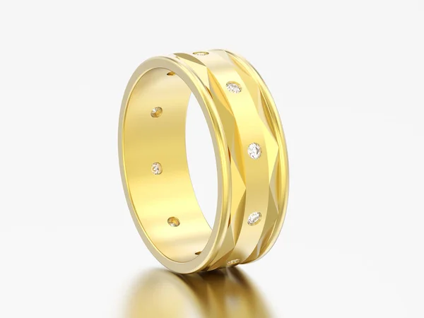 Απεικόνιση Χρυσό Σύγχρονο Αρραβώνα Γάμου Διαμαντένιο Δαχτυλίδι Ένα Γκρίζο Φόντο — Φωτογραφία Αρχείου