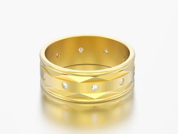 Απεικόνιση Χρυσό Σύγχρονο Αρραβώνα Γάμου Διαμαντένιο Δαχτυλίδι Ένα Γκρίζο Φόντο — Φωτογραφία Αρχείου