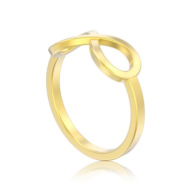 beyaz bir arka plan yansıması ile 3D illüstrasyon izole altın basit sonsuzluk halka