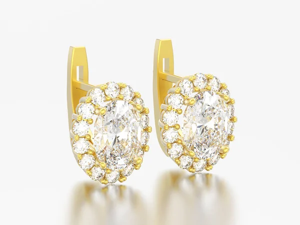 Illustration Boucles Oreilles Diamant Avec Pierre Ovale Avec Serrure Articulée — Photo