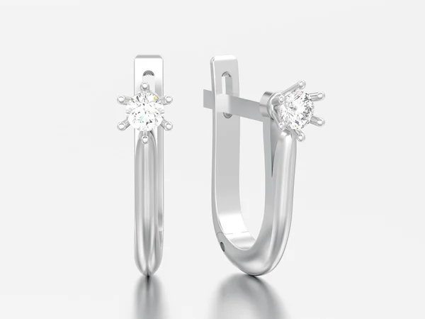 Boucles Oreilles Solitaire Diamant Argenté Illustration Avec Serrure Charnière Sur — Photo