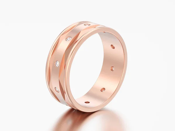 Illusztráció Rose Gold Modern Eljegyzési Diamond Karikagyűrű Egy Szürke Háttér — Stock Fotó