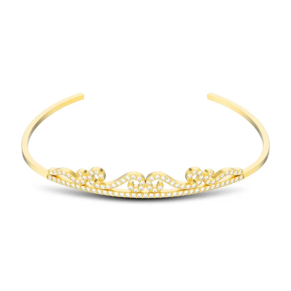 Obrázek Izolován Zlatý Jednoduchý Diamond Tiara Diadema Stínem Bílém Pozadí — Stock fotografie