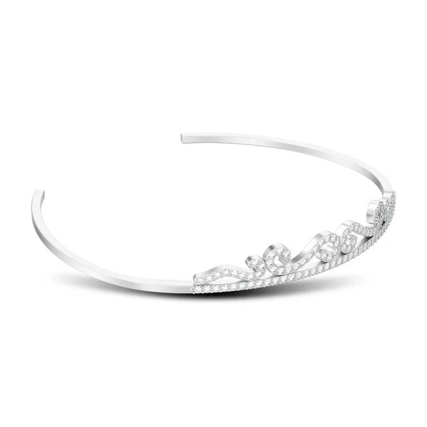 Illustration Isolated Silver Simple Diamond Tiara Diadema Shadow White Background — Stock Photo, Image