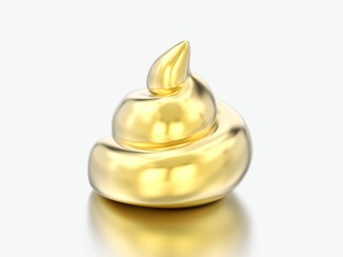 3D çizim altın kaka gri bir arka plan üzerinde bok