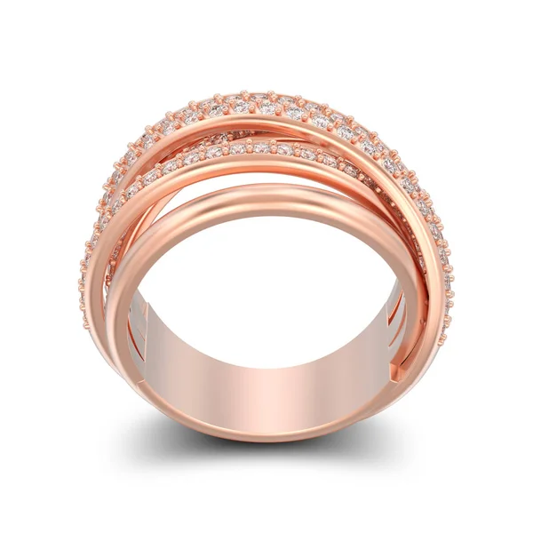 Ilustração Isolado Ouro Rosa Decorativo Diamante Criss Cruz Anel Com — Fotografia de Stock