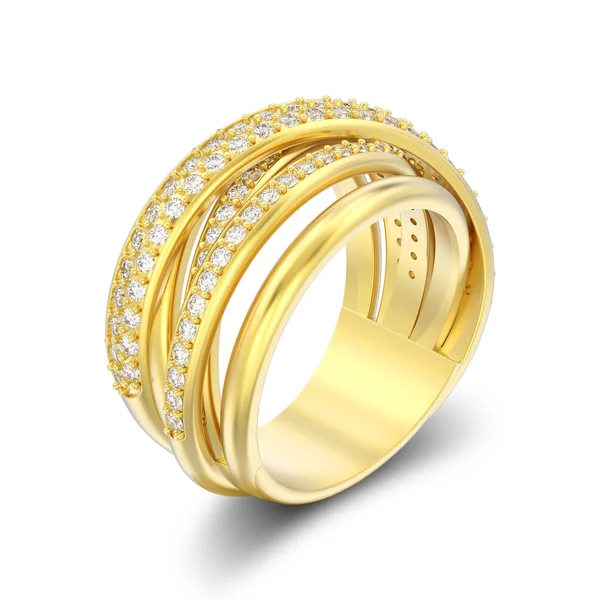 Illustration Isolerade Guld Dekorativa Diamond Criss Cross Ring Med Skugga — Stockfoto