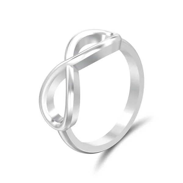 Illustration Bague Infini Simple Argent Isolé Avec Ombre Sur Fond — Photo