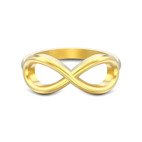 Illustration Isolerade Guld Enkel Infinity Ring Med Skugga Vit Bakgrund — Stockfoto