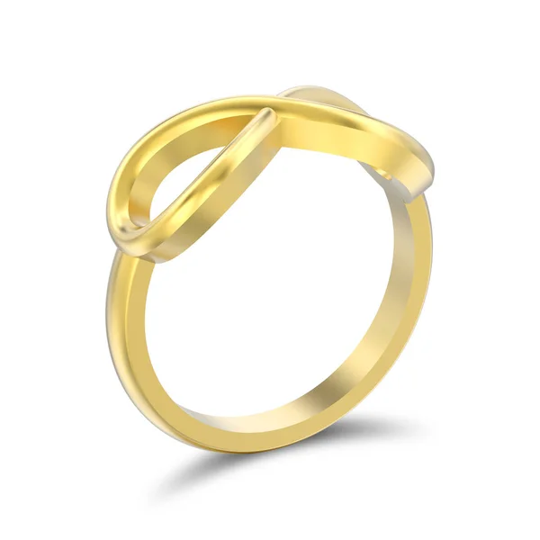 Illustratie Geïsoleerd Gouden Eenvoudige Infinity Ring Met Schaduw Een Witte — Stockfoto