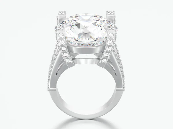 イラスト ホワイトゴールドやシルバー ソリティアの婚約装飾ダイヤモンド指輪灰色の背景に — ストック写真
