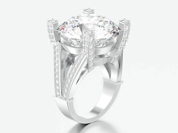 イラスト ホワイトゴールドやシルバー ソリティアの婚約装飾ダイヤモンド指輪灰色の背景に — ストック写真