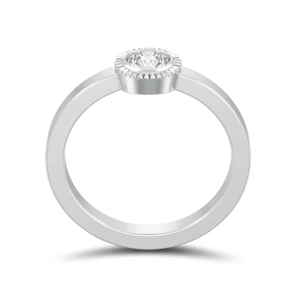 Illustratie Geïsoleerd Zilveren Bruiloft Patience Ronde Diamond Bezel Ring Met — Stockfoto