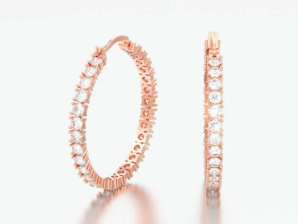 Ilustración Oro Rosa Pendientes Diamantes Decorativos Con Cerradura Abisagrada Sobre — Foto de Stock