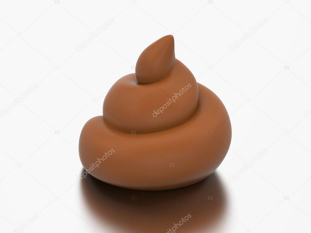 3D illustration realistic brown poop shit on a grey background