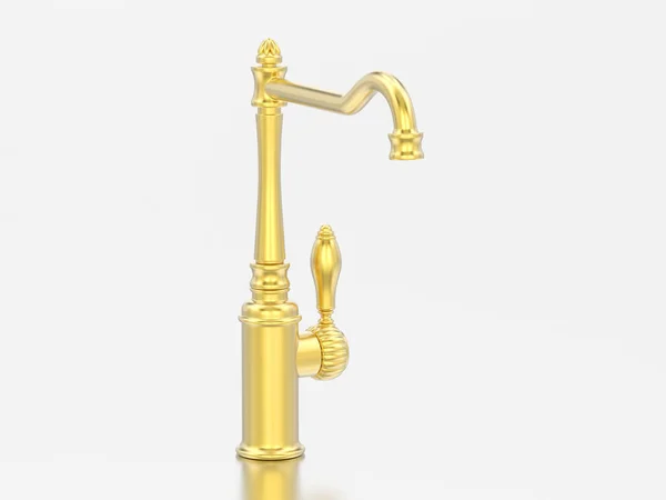 Illustration Gelbgold Vintage Alter Wasserhahn Auf Grauem Hintergrund — Stockfoto