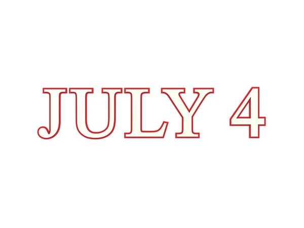 Illustration Isolierter Text Vier Juli Rot Und Weiß Auf Weißem — Stockfoto