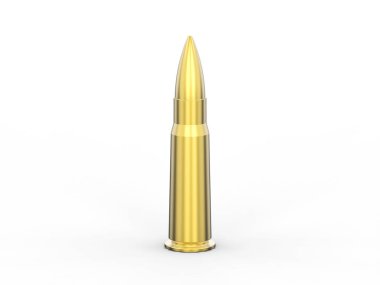 3D çizim altın mermi kartuş gri bir arka plan üzerinde