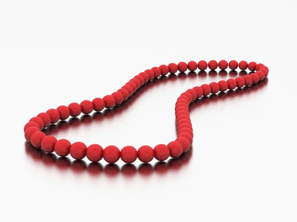 Illustration Perles Collier Perles Rouges Sur Fond Gris — Photo