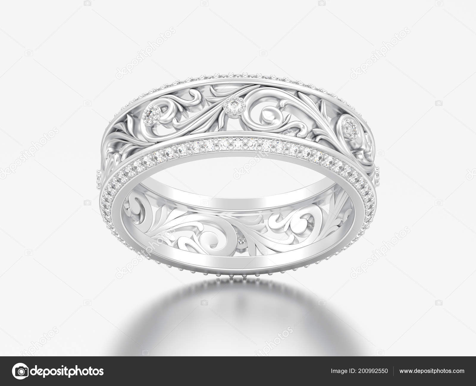 イラスト ホワイトゴールドやシルバー婚約結婚指輪リング曲線灰色の背景上の飾りを ストック写真 C 3djewelry イラスト ホワイトゴールドやシルバー婚約結婚指輪リング曲線灰色の背景上の飾りを ストック写真 C 3djewelry