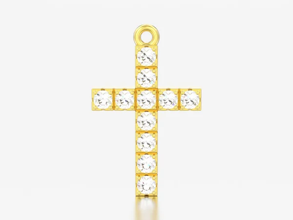 Ilustração Amarelo Ouro Decorativo Diamante Cruzes Pingente Sobre Fundo Cinza — Fotografia de Stock