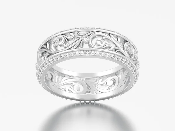 Illusztráció Fehér Arany Vagy Ezüst Esküvői Zenekar Jegygyűrűt Görbe Dísz — Stock Fotó