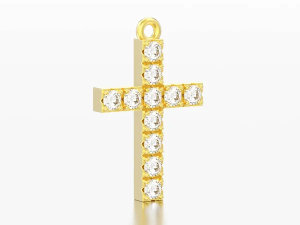 Ілюстрація Жовті Золоті Декоративні Діамантові Хрести Підвіска Сірому Фоні — стокове фото