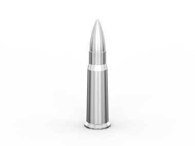 3D çizim gümüş kurşun kartuş gri bir arka plan üzerinde krom