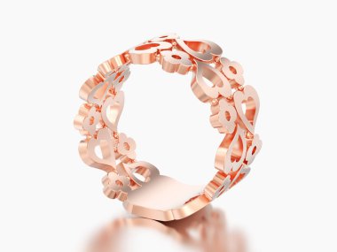 3D gül illüstrasyon kırmızı altın dekoratif eğrisi çiçekler ve h