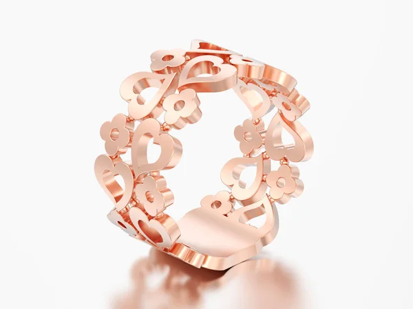 3D иллюстрация розово-красное золото декоративной кривой из цветов и ч — стоковое фото