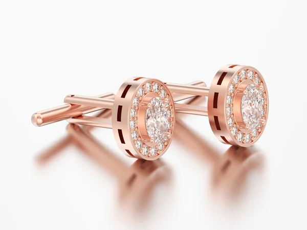 Ilustración Dos Gemelos Diamantes Metal Cromado Oro Rojo Rosa Espárrago — Foto de Stock