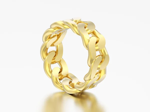 Illusztráció Sárga Arany Dekoratív Lánc Gyűrű Egy Szürke Háttér — Stock Fotó