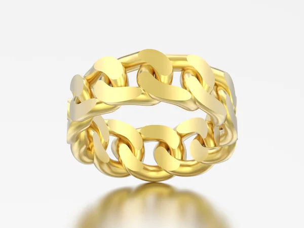 Απεικόνιση Κίτρινο Χρυσό Διακοσμητική Αλυσίδα Δαχτυλίδι Ένα Γκρίζο Φόντο — Φωτογραφία Αρχείου