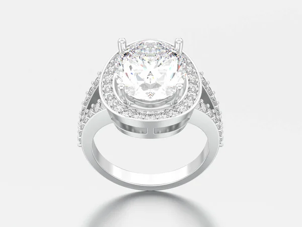 插图白色金色或银色纸牌订婚灰色背景钻石戒指装饰 — 图库照片