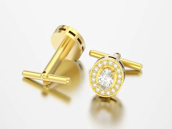 Ilustración Dos Gemelos Diamantes Metal Cromado Oro Amarillo Espárragos Sobre — Foto de Stock