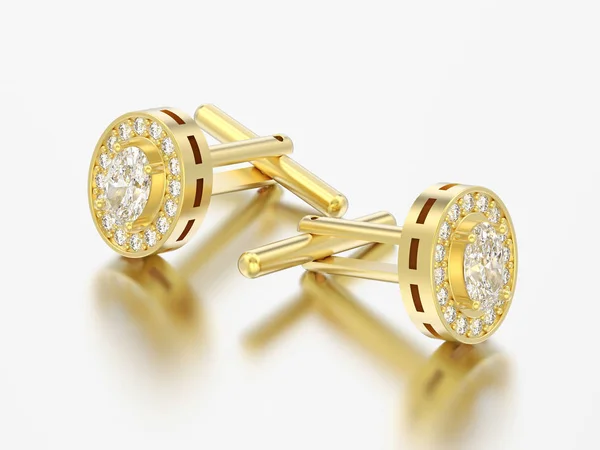 Ilustración Dos Gemelos Diamantes Metal Cromado Oro Amarillo Espárragos Sobre — Foto de Stock