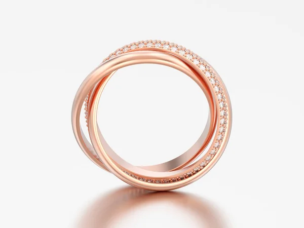 Illusztráció Red Rose Gold Dekoratív Három Egyben Fedett Gyémánt Gyűrű — Stock Fotó