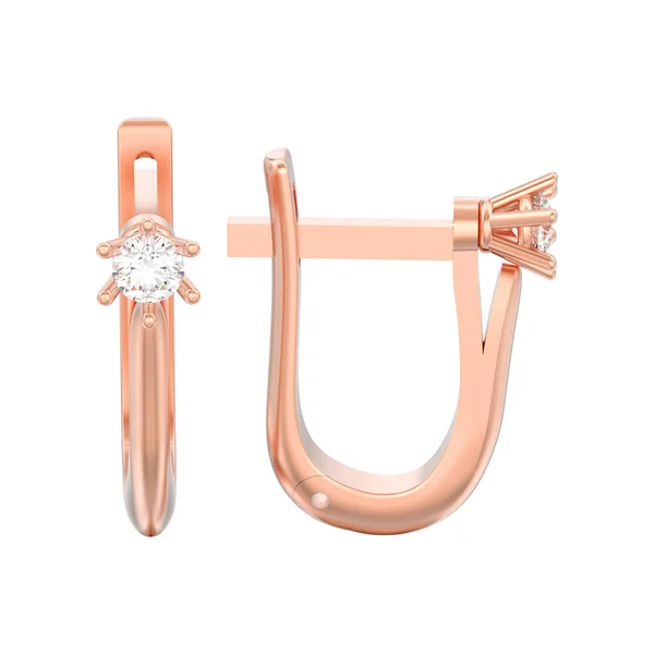 Ilustración Pendientes Aislados Oro Rosa Diamante Solitario Con Cerradura Abisagrada — Foto de Stock