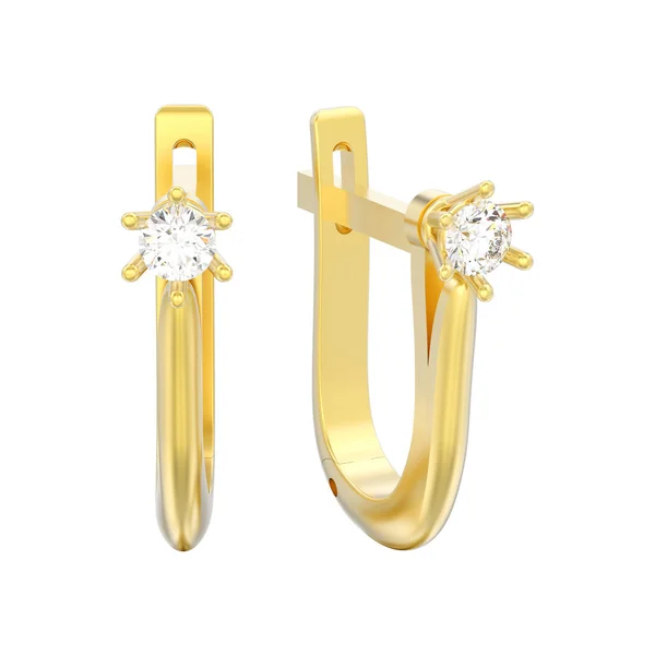 Illustratie Geïsoleerd Geel Gouden Solitaire Diamantoorringen Met Draaibare Lock Een — Stockfoto