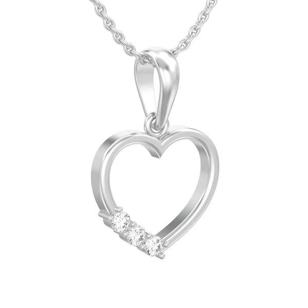 Illustration Isolated White Gold Silver Diamond Heart Necklace Chain White — Stock Photo, Image