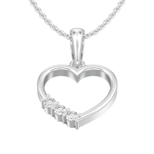 Illustration Isolated White Gold Silver Diamond Heart Necklace Chain White — Stock Photo, Image