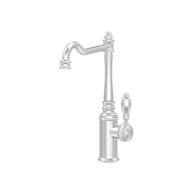 3D illüstrasyon izole beyaz altın veya gümüş vintage eski musluk beyaz bir arka plan üzerinde