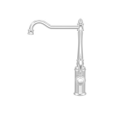 3D illüstrasyon izole beyaz altın veya gümüş vintage eski musluk beyaz bir arka plan üzerinde