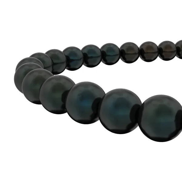 Illustration Isolated Close Black Pearl Necklace Beads White Background — Stock Photo, Image