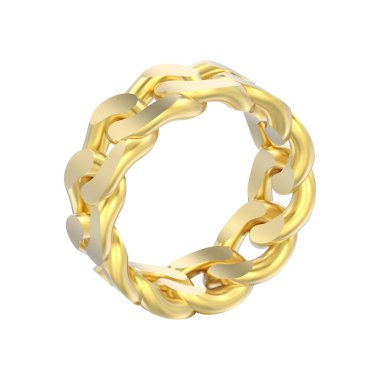 beyaz bir arka plan üzerinde 3D illüstrasyon izole sarı altın dekoratif zincir halkası