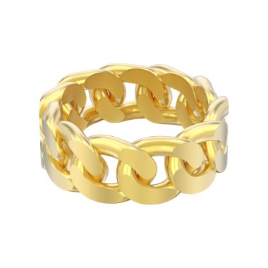 beyaz bir arka plan üzerinde 3D illüstrasyon izole sarı altın dekoratif zincir halkası